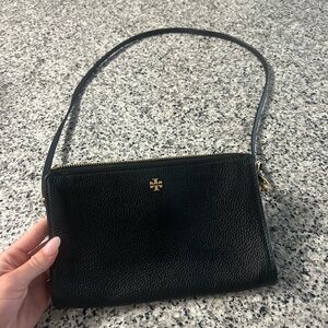 Tory Burch Black Leather Crossbody Bag - detachable strap